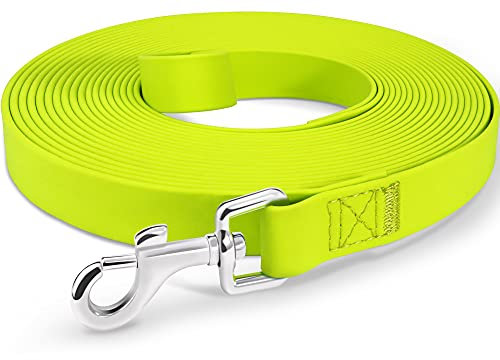Joytale Schleppleine 5M-20M, Wasserdicht Laufleine für Hunde, Stark Lange Hundeleine für Mittelgroße, Große und Extra Große Hunde (Neon Gelb 20M)