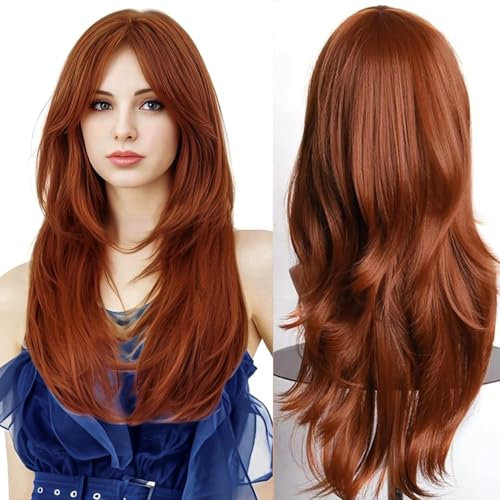 Colorful panda 28 Zoll/70 cm Braun lange gewellte cosplay perücke für frauen, lange lockige synthetische haar mit pony perücke für mädchen, anime Cosplay Halloween kostüm party Perücke