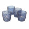 Glas Teelichthalter transparent blau - 4er Set / 7 cm - Deko Windlicht Retro Tischdeko Teelicht Halter