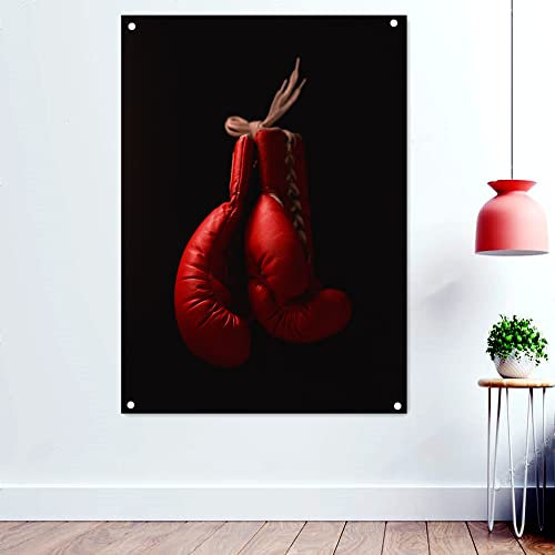 Poster, Motiv: rote Boxhandschuhe, Wandkunst, Kickboxen, Muay Thai, Kampfsport, Workout, Banner, Flagge, Malerei, Fitnessstudio, Wanddekoration, 96 x 144 cm