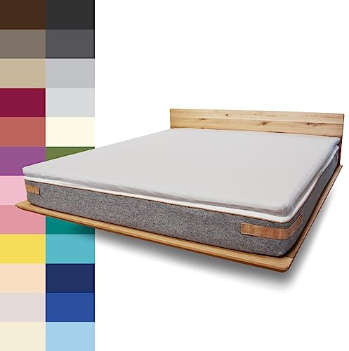 JONA SLEEP Topper Spannbettlaken (120x200 cm) Baumwolle Chrom, 220 g/m² - Bezug für Topper & Boxspringbett, Öko Tex zertifziert, Made in Austria