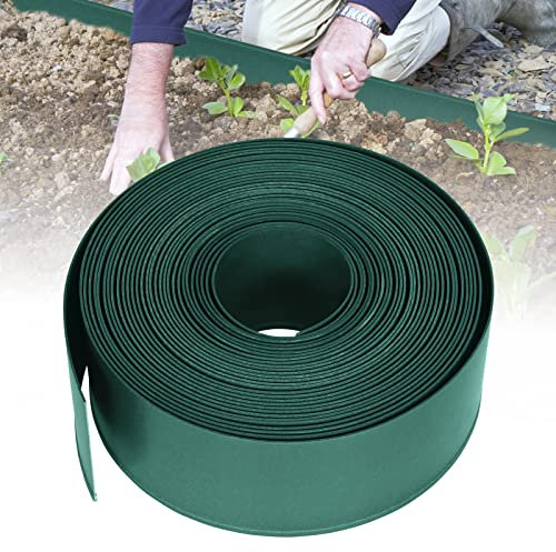 LARS360 Rasenkante Elastische Beeteinfassung Rund, Kunststoff Rasenkante 40m Beeteinfassung, Nsichtbar Lawn Edging aus Stabilem Plastik (120 mm x 2 mm, Grün)