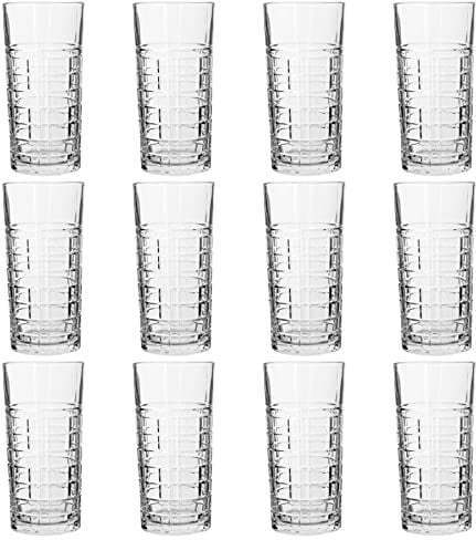 LAV 12x Clear 355ml Brit Highball Glasses - Tall Hi Ball Glass Water Gin Juice Cocktail Drinking Glassware Tumblers Set