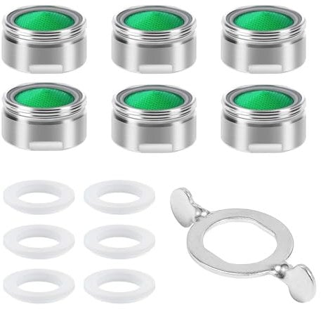 Vinabo 6 PCS Aireador De Grifo M24 De Acero Inoxidable con Filtro ABS, 8 Arandelas y 1 Llave, Filtro Grifo De Ahorro De Agua para Cocina y BañO - Plata