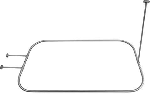 Naiture Hoop Duschvorhangstange, rechteckige Form für Klauenfußwanne mit Deckenstütze, 137,2 cm L x 71,1 cm B, rostet nicht, Edelstahl, gebürstetes Nickel-Finish