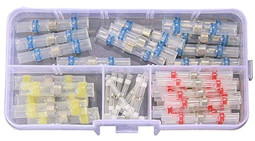 JUFUM 50 Stück Steckverbinder Schrumpfklemmen Wasserdicht Löthülse Rohr Draht Isolierte Stoßverbinder DIY Elektronisches Kabel Kit