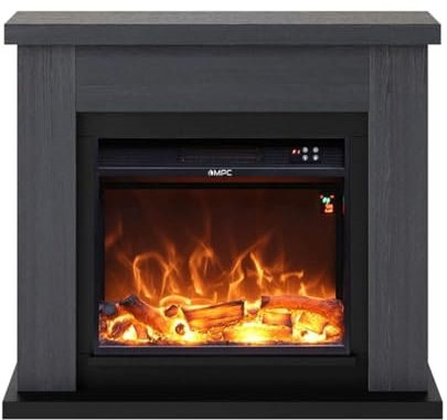 Mpc Camino Asciano Chimenea De Pie Con Marco y Quemador Electrico De 1500w Gris