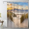 LB Plage Rideaux de Douche 150x180cm Paysage de Coucher de Soleil Île Tropicale Rideaux de Bain avec Crochets, Seascape Court Imperméable Polyester Anti Moule Salle de Bain Décor