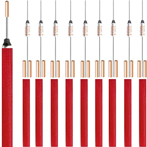 Youmile 10 pcs SF139E SEFUSE 142 Degrés Celsius Coupure Thermique en Métal Fusible Thermique 10A 250V avec GT-1 Borne à Sertir Gaine en Fibre de Verre de Silicone pour Appareils électroménagers