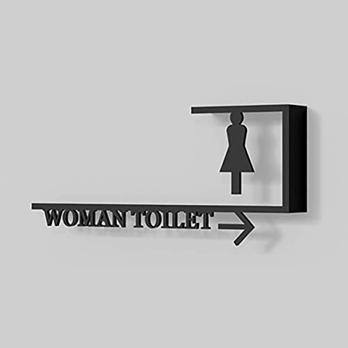 Acryl-Toilettenschild, Herren-Damen-Toilettenschild mit Pfeil, modernes Toilettenschild für Männer und Frauen, einfache Montage, für Büro, Restaurants, Hotels, Supermarktbedarf (B Right)