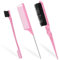Soodyoow 3 Stück Sleek Bun Bürste Set, Bürste für Sleek Zopf, Sleek Bürste, Bürste Sleek Look, Bürste Edges Brush, Borsten Bürste Rattenschwanz Kamm, Haarkamm für Friseur Dame Baby Kind, Rosa