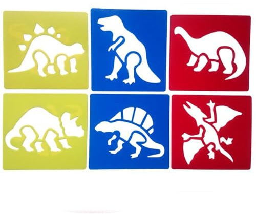 TopHomer 6 Stück Kunststoff-Schablonen-Set, Wiederverwendbare Dinosaurier-Zeichenvorlage, waschbare Tyrannosaurus-Schablonen für Papierarbeiten und Wandgemälde