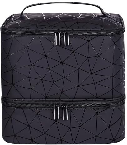 AMOYUN Borsa Organizer Smalti per Smalto, Doppio Strato Smalti Organizer per Unghie 30 Flaconi(15 ml), Valigetta Trucchi Beauty Case Donna Manicure Valigetta per unghie Organizzatore Trucchi