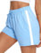 Litherday Shorts Damen Sportshorts Kurz Hosen Streifen Jogginghose Sommer Traininghose mit Taschen Elastischer Bund und Atmungsaktive Shorts zum Fitness, Running, Gym, Basketball, Himmelblau, L