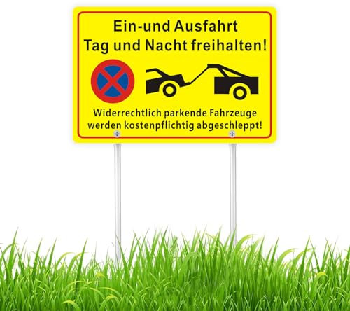 Felexdo Panneau réfléchissant en aluminium avec poteau - 30 x 20 cm - Panneau réfléchissant pour parking privé