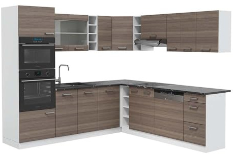 Vicco Eckküche R-Line, Edelgrau/Weiß, 247 x 237 cm