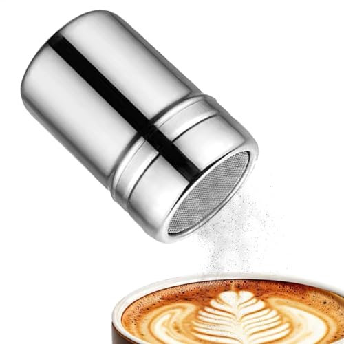 Spolverino per zucchero in polvere, in acciaio inox, a maglia fine, con coperchio, per cioccolato, caffè, farina, zucchero, pepe, cacao