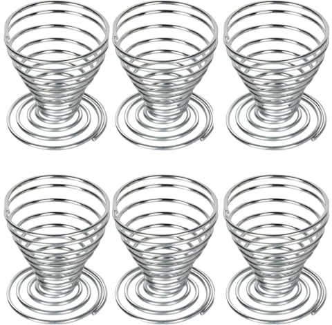 Yitobici Eierbecher aus Edelstahldraht-Spiralfedern,EierStänder Eierhalter,Eierhalter Stapelbar,Frühstück Gekochtes Kochwerkzeug (6Stück)