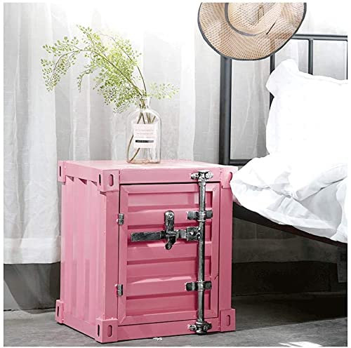 Nachttische, Nachttisch, Nachtschrank, Schmiedeeiserner Nachttisch, Container, Industrieller Wind, Nachttisch mit Schloss, Lagerschrank, Kreativer Nachttisch, Nachttisch, Beistelltisch (Farbe: