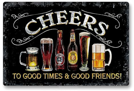 Divertido Cartel de Metal para la Pared con Diseño Vintage Bar and Club, Medidas de 20x30cm, Perfecto para Cafés, Pubs y Decoración del Hogar