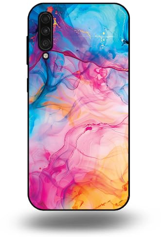 Hülle passend für Smartphonica Handyhülle Geeignet für Samsung Galaxy A50 mit Regenbogen Acryl Marmor Druck - TPU Backcover Case Rainbow Acrylic Marble Design