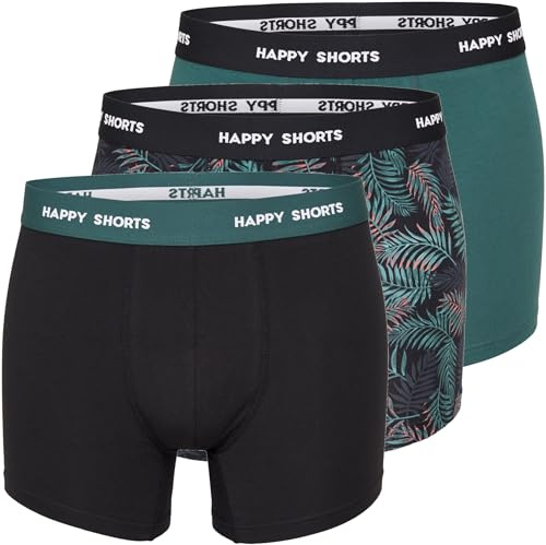 Happy Shorts 3er Pack Boxershorts Pants Boxer Blätter Grün
