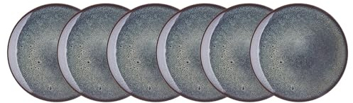 BUTLERS Teller Ø21cm 6er Teller Set COSMOS Steinzeug Geschirr | Kuchenteller Frühstücksteller Speiseteller Essteller | Vintage mit Manufaktur-Flair | Mikrowellen- & spülmaschinenfest