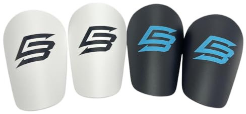 Mini Schienbeinschoner Fußball | 2 Paar, 10x6 cm, Weiß und Schwarz