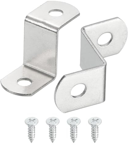 sourcing map 30 Pcs 3/4 Offset Canvas Clips, Picture Framing Mirror Clips Z Shape Canvas Painting Mounting Clips with 2 Mounting Hole with Screws, Silver