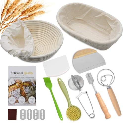 Brotgärkorb-Set, rund, 22,9 cm und oval, 25,4 cm, Banneton-Brotschale, Sauerteig-Brotherstellungszubehör