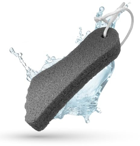 LaRosa PUMICE SPA Fußförmiger Bimsstein – Schwarz mit Kordel