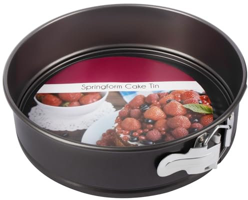 Springform Cake Tin 8 - Non-Stick, Carbon Steel, Loose Base, Round Pan, Removable Bottom, Cheesecakes, Cakes, Pies, Gateaux Pie, Easy Release, Fridge & Freezer Safe, Easy to Clean, Dishwasher Friendl