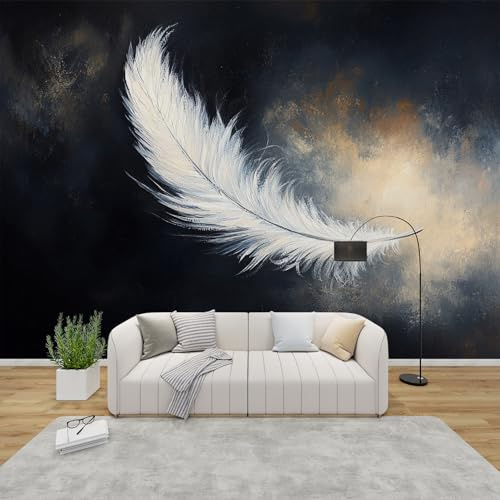 PaxGloz Fototapete Weiße Federn Tapete Spirituelle Tapeten Vliestapete Modern Wandtapete Wohnzimmer Schlafzimmer Kinderzimmer Wanddeko Motivtapeten 300 x 210 cm (B x H)