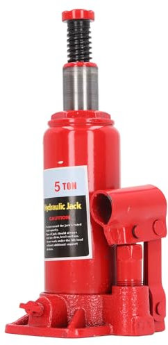 Cric Idraulico Bottiglia, Cric Idraulici in Piastra d'Acciaio, Cric Idraulico Bottiglie Verticali, Cric Portatile con Supporto di Sollevamento Verticale per Auto Furgoni Roulotte Trattori (5T)