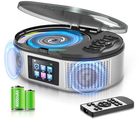 Tragbarer CD Player mit Bluetooth CD Player Tragbar mit Stereo Lautsprecher