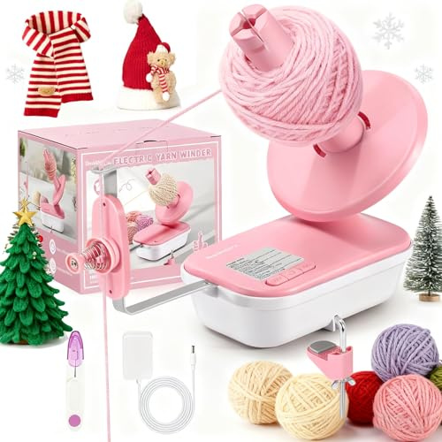 Elektrischer Wollwickler zum Häkeln mit hoher Geschwindigkeit, Upgrade mit drei einstellbaren Gängen, 4-10 oz große Kapazität, automatischer Garnwickler, der Helfer für Strickbegeisterte, Rosa