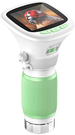 Sprifityy Mikroskop für Kinder, 200-1000X Taschenmikroskop für Kinder, 2,4 IPS-Bildschirm USB Microscope 8 LED Lights -Anschluss an PC, Mini-Digitales Mikroskop ab 3 Jahren Grün