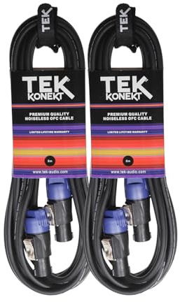 TEK audio Professional Speaker Cable 2x1.5mm – Rean Speakon Connectors, Oxygen-Free Copper (OFC), Durable PA System Cable for DJs, Live Sound & Studio (2 x 10m)