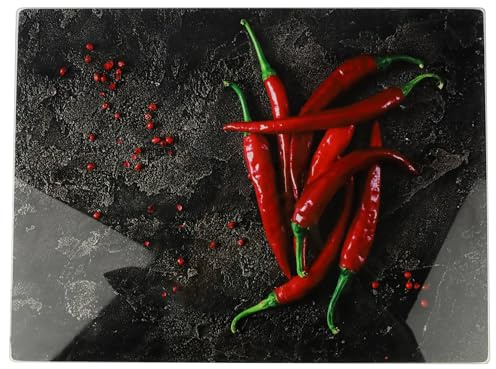 FESTA ITALIA Schneidebrett Glas 20 x 30 cm - gehärtet, Chili | Hygienisches Glasschneidebrett aus gehärtetem Glas - geruchsneutral, fleckenbeständig und nur per Hand zu reinigen