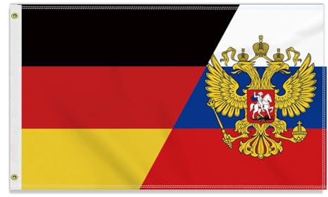 Große 90×150 CM Deutschland Russland Wappen Flagge, großes 150D Deutsch russisch Freundschafts banner,Strapazierfähige Deutschlandfahne Doube-Seitendruck Dekor Messingösen large Russia Coat