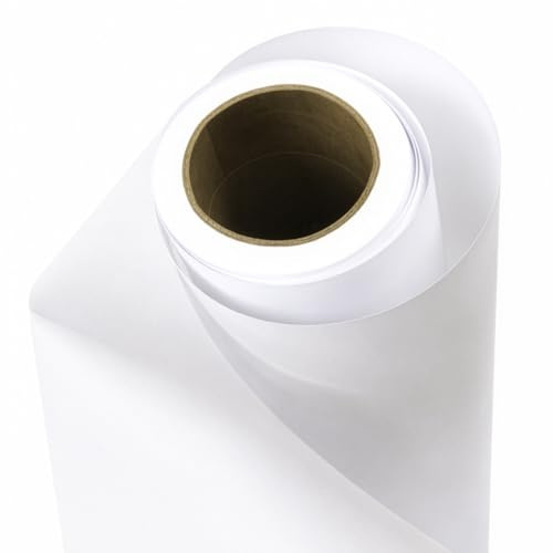 Netuno 1 Rolle Packpapier Weiß 44 cm x 50 m halbtransparent Halb-Pergamentpapier zum Verpacken Zeichnen Sendungen Geschenkverpackungen Blumenverpackung Floristik Versand Transparentpapier Papierrolle
