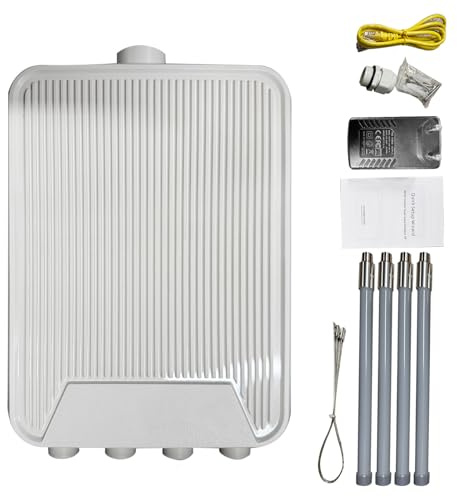 Lazmin112 Hochleistungs-WLAN-Router für den Außenbereich, 4 X 7 DBi Glasfaserantennen, Dualband, 574 Mbit/s, 2402 Mbit/s, 802.11ax, mit Mehreren Routing-Modi, AP-Repeater WISP MESH, für (EU-Stecker)