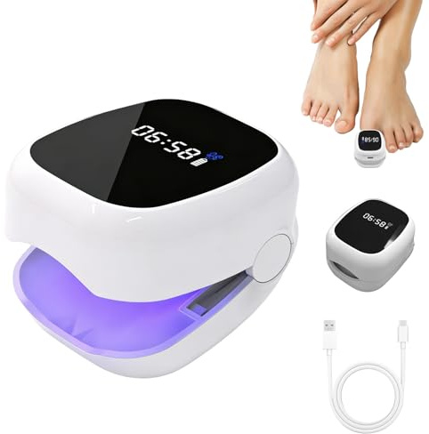 5.0 Laser Behandlungsgerät, Upgrade Nagelpilz Laser Gerä, Gerät für Finger und Fußnägel, 4*470nm Blau & 2* 930nm Infrarotlicht, Wiederaufladbares Kalte Laser Therapie Nagelreinigungs und Pflegegerät