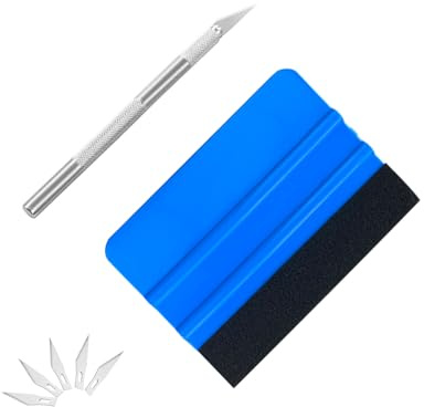 SkyGad Rakelset Zum Folieren, 7 Stück Folien Werkzeug Vinylfolienset Mit 1 Filzheber, 1 Klinge, 5 Klingen, Rakel Für Fensterfolie Wrapping Folierungs Werkzeug Autofolierung Set Filzrakel Folienrakel