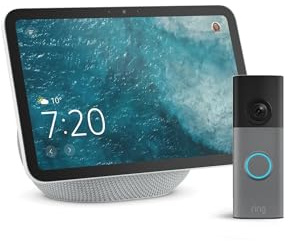 Amazon Echo Show 8 (última generación), Blanco + Ring Videotimbre con batería (última gen.), Gris moteado, ve las visitas en tu Echo Show, con Acceso Anticipado a Alexa+
