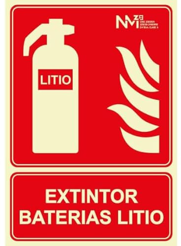 Segnale estintore batterie al litio 210 x 300 PVC o alluminio luminescente SEKURECO