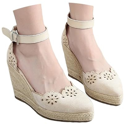 Generico Sandali Estate Ciabatte Estive Sandali Outdoor Sandali estivi con punta affusolata, tacco e plateau, espadrillas casual da spiaggia