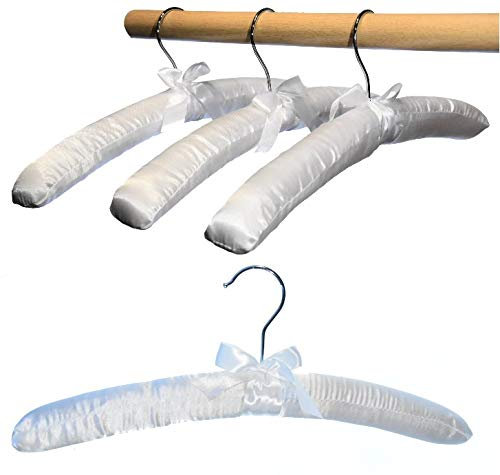 HAGSPIEL Kleiderbügel gepolstert, 10 STK. Satin cremeweiß, Satinbügel (cremeweiß)