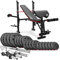 Hop-Sport Hantelbank mit Curlpult, Butterfly, Beincurler & klappbarer Trainingsbank, inkl. 92 kg Hantelset, Super- SZ-Stange, Langhantel, Kurzhanteln – Fitnessbank für Heimtraining