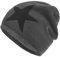 Compagno gefütterte Mütze Damen Herren Wintermütze Beanie Haube mit Stern one-Size, Farbe:Grau